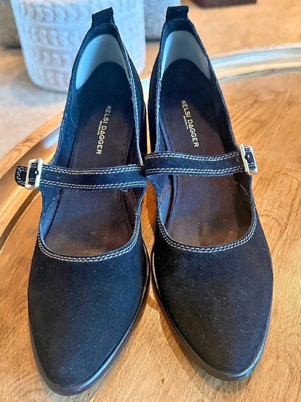 Kelsi Dagger Brooklyn Elm Black Suede Mary Jane Pumps